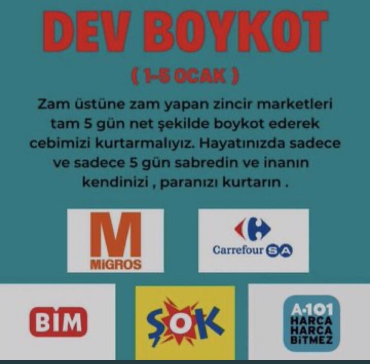 RTElice_'s tweet photo. Kafasına göre zam üstüne zam yapan marketlere varmısınız #BOYKOT etmeye. https://t.co/p1ClpsHOJz
