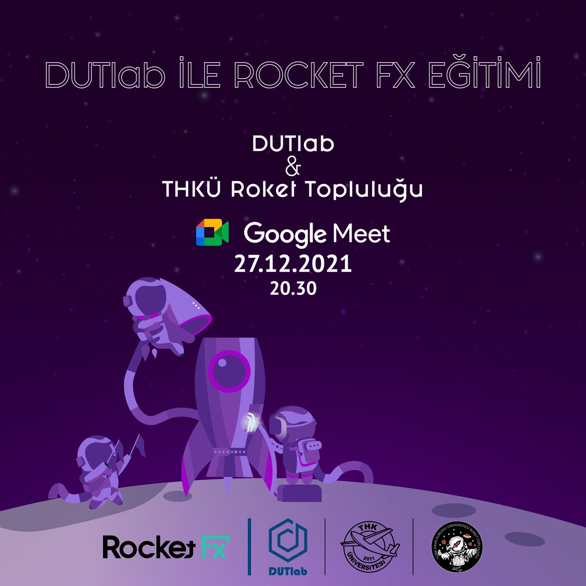 DUTlab ile Rocket FX eğitimi!!

27 Aralık Pazartesi günü saat 20:30'da Google Meet üzerinden gerçekleştireceğimiz eğitimimizde sizi de görmeyi çok isteriz!!

Etkinliğimiz herkese açıktır🖖

forms.gle/CJJ6YiGmSHoR3t…