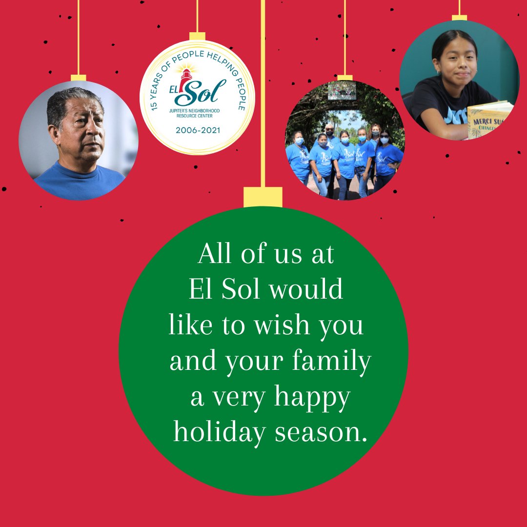 Thank you for your support over the last year and we look forward to serving our community in 2022. El Sol’s Administrative Office will be closed from 12/25 - 12/2.  The Labor Hall will be open from 12/26 - 12/31 from 7AM until 11AM for all of your labor needs.