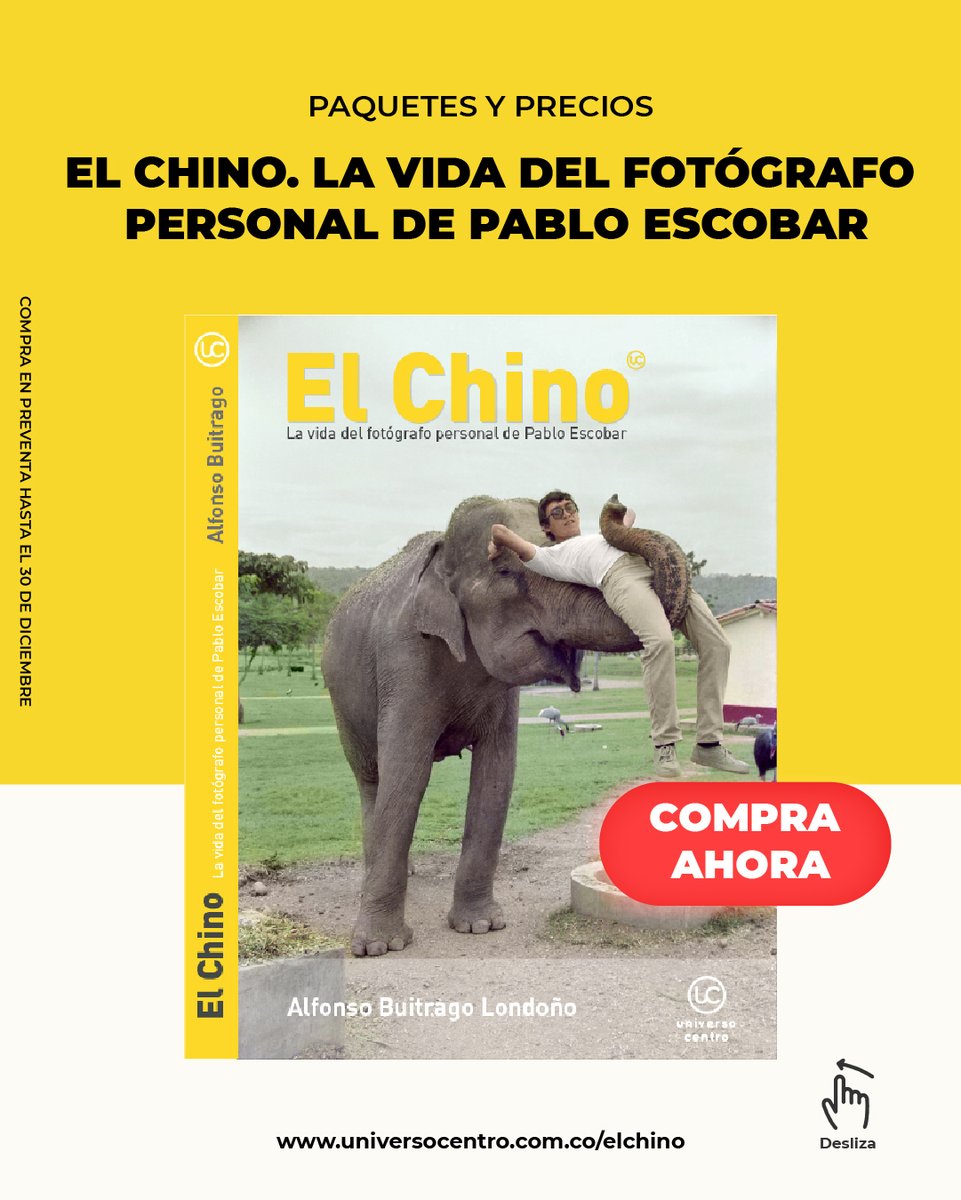 UniversoCentro's tweet photo. #ElChino | Estamos en la última semana de preventa del fotolibro "El Chino, el fotógrafo personal de Pablo Escobar" de @alfonsobuitrago 

👉 Tenemos varios paquetes para adquirir el libro y fotografías seleccionadas con su respectiva numeración y firma de autores. 🧵 https://t.co/TtYIdsDdox