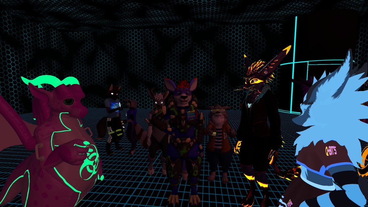 ChevronTheWolf's tweet photo. @HexFurryFest #hff4 Friends showing how to have a great time at Hex Furry Fest 4! @WarnedOne getting interference with some of @burutatsu 's burumeister! @Kandiwolfsune checking out the floor. @Lavawolf55 getting eyes on people! https://t.co/ZwTaAloec2