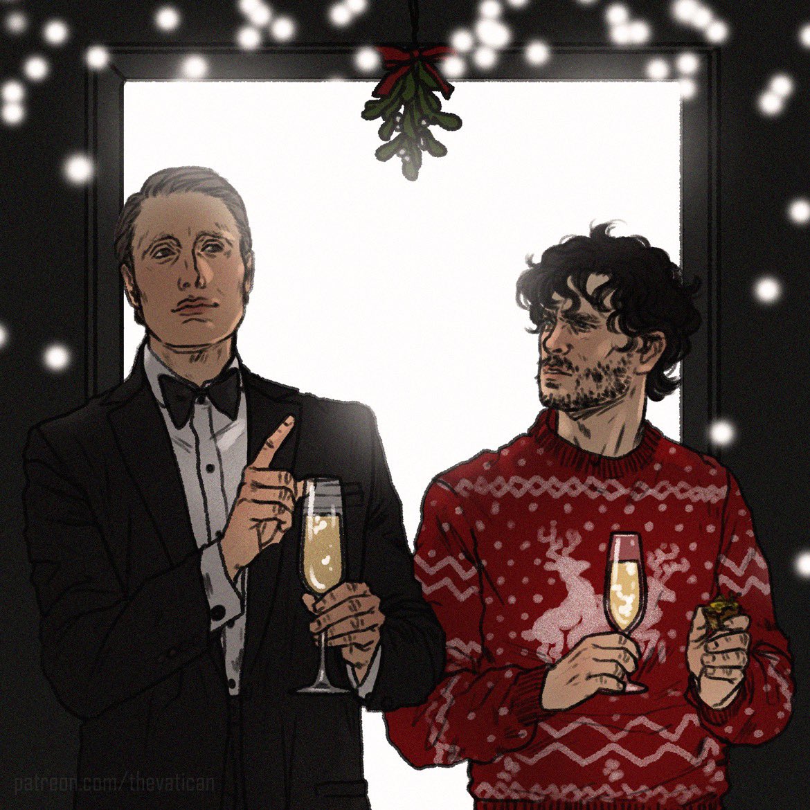 office holiday party except neither of them understood the dress code