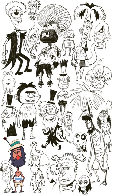 Some concept art for the toothbrush guy from the Space Diary story 🏝!! At first, he was supposed to be a castaway, but I dumped the idea for something more interesting…🦈 