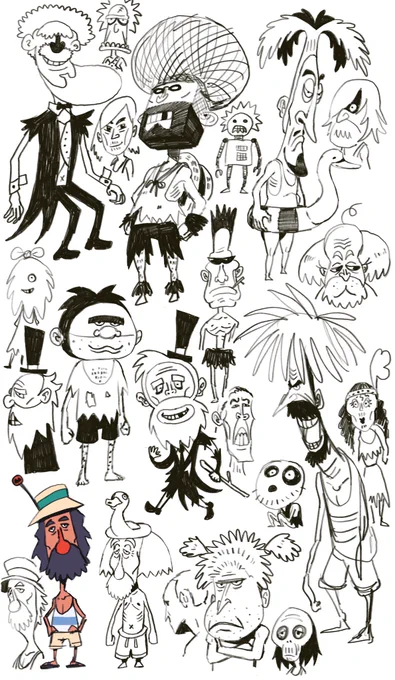 Some concept art for the toothbrush guy from the Space Diary story 🏝!! At first, he was supposed to be a castaway, but I dumped the idea for something more interesting…🦈 