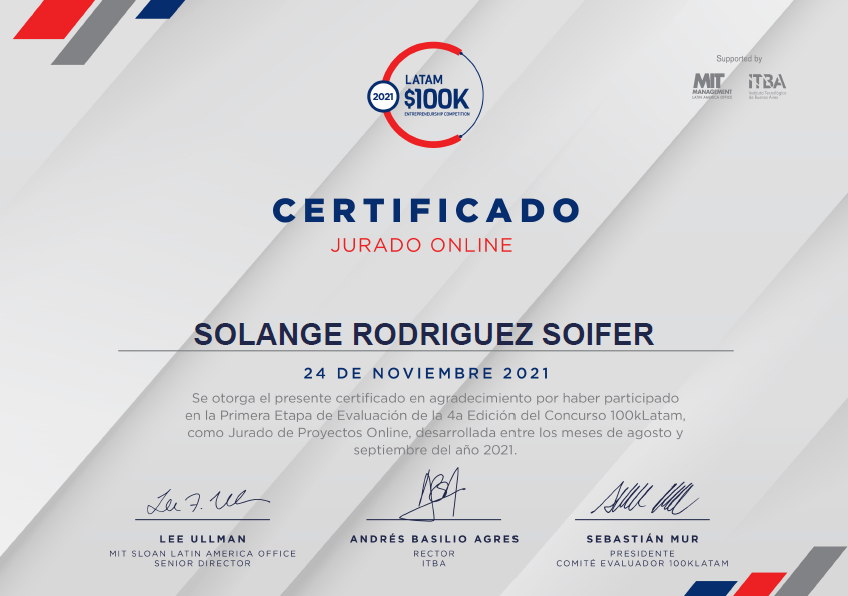 SolangeSoifer's tweet image. Ser jurado es una ventana que lleva a paisajes cargados de talento y de innovación; feliz de ser parte de este reconocimiento internacional. 

Mis felicitaciones a los ganadores y finalistas del @100KLatam del @Itba 👏👏
#100klatam #Innovacion #Emprendedores #ITBA