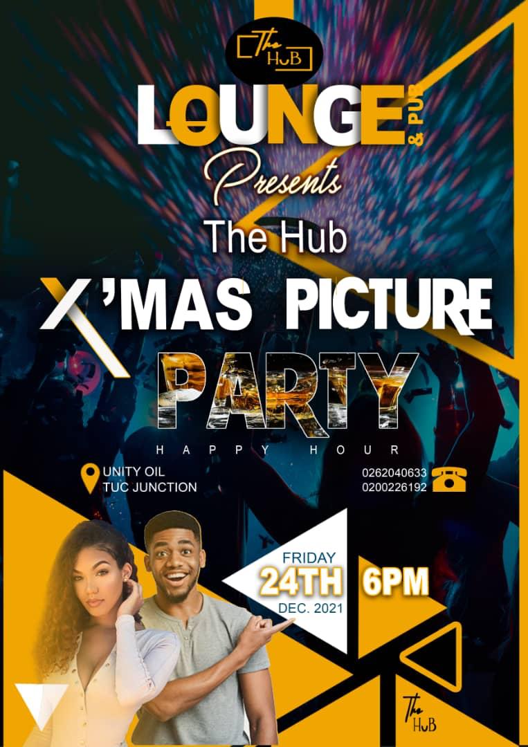 Owurachy's tweet photo. The Hub Xmas Picture Party at The Hub Lounge &amp; Pub 
Venue: New Unity Oil Building - TUC Junction
Time: 6pm
Date: Friday, 24 December 2021
Xmas started early at The Hub 💛💛⚪⚪🖤🖤 https://t.co/ez6MG262P8