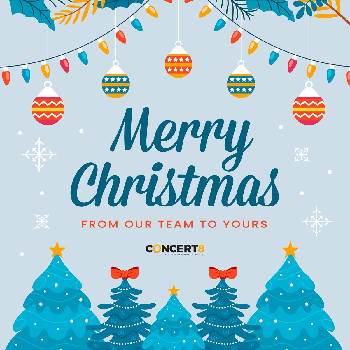 Concert8S's tweet photo. Happy holidays from our team at Concert8!

#happyholidays #xmas2021 #xmas #christmas2021 #christmasgreeting #concert8 #bpo #outsourcing https://t.co/hH8NOssJ2t
