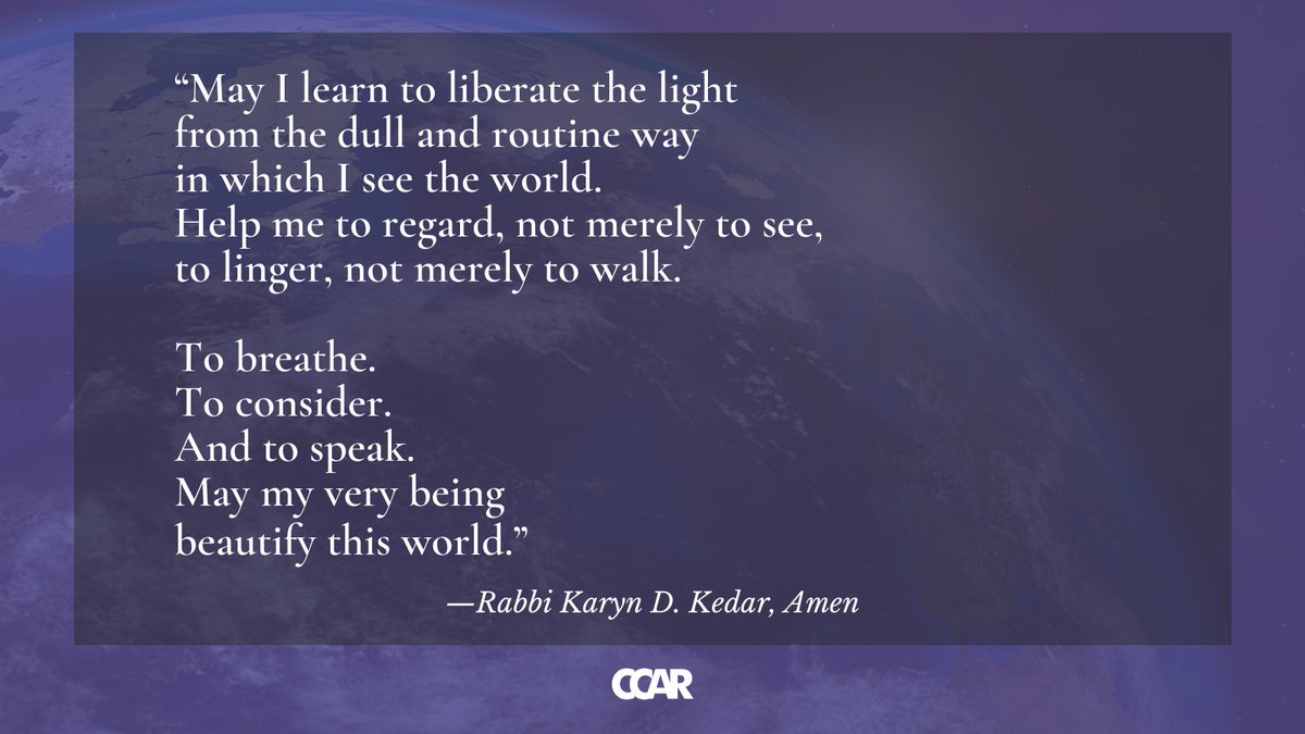 ReformRabbis's tweet photo. Rabbi Karyn Kedar’s words remind us of the possibility of fully experiencing the grandeur of the world around us. This week, may we deepen our engagement and connection with our surroundings and God’s creation. Shavua tov. https://t.co/w7JN4T8usc