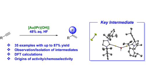 ChemEurJ's tweet photo. Gold N-Heterocyclic Carbene Catalysts for the Hydrofluorination of Alkynes Using Hydrofluoric Acid: Reaction Scope, Mechanistic Studies and the Tracking of Elusive Intermediates (S. P. Nolan, J.-F. Paquin et al.) @jfluorine https://t.co/Vvuo50FEbS https://t.co/1AkBKni7b3