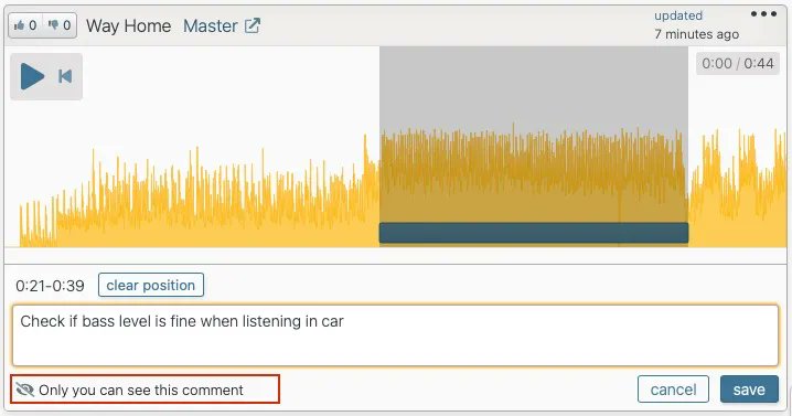 stacktune's tweet image. Ever wanted to take a note for yourself or plan to post a comment later? With Stacktune you now can easily create comments that are only visible to you. #audio #collaboration #upload #music #producer #studio