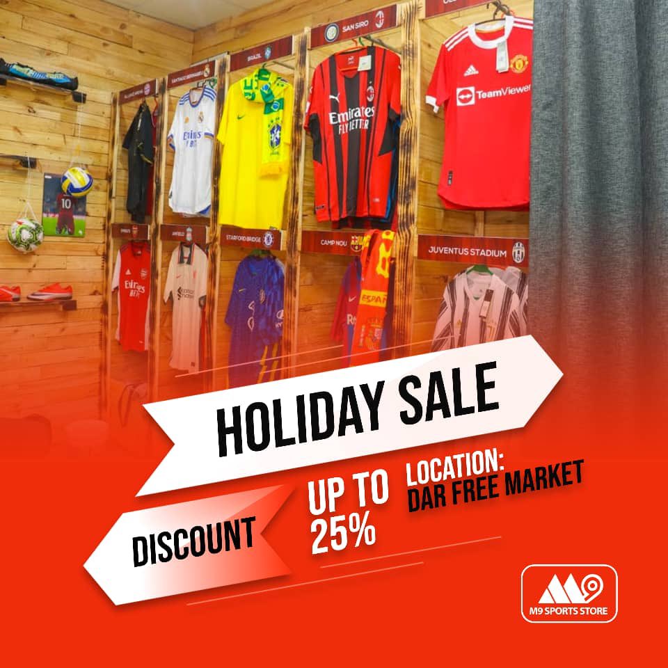mshambuliaji's tweet photo. Ofa ya msimu wa Sikukuu na dirisha dogo la Usajili.
Tupigie 0626 348412
Au fika @m9sportsstore #DarFreeMarket.
.
#M9SportsStore👑 #DarFreeMarket https://t.co/FxzNPsnerk