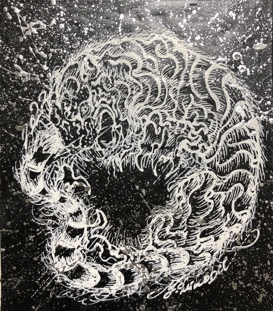 shinobuyonamine's tweet photo. Shinobuyonamine Artwork
修正液で描きました🖋

「縁風-虎-」

まあるくまあるく優しい想いは縁となる✨✨

「美術サロンセレクト干支展」
12/21-31
デパートリウボウ美術サロン
電話番号098-867-1291

#寅　#干支　#ぺんてる　#修正液　#絵 https://t.co/TsOHbOj6I1