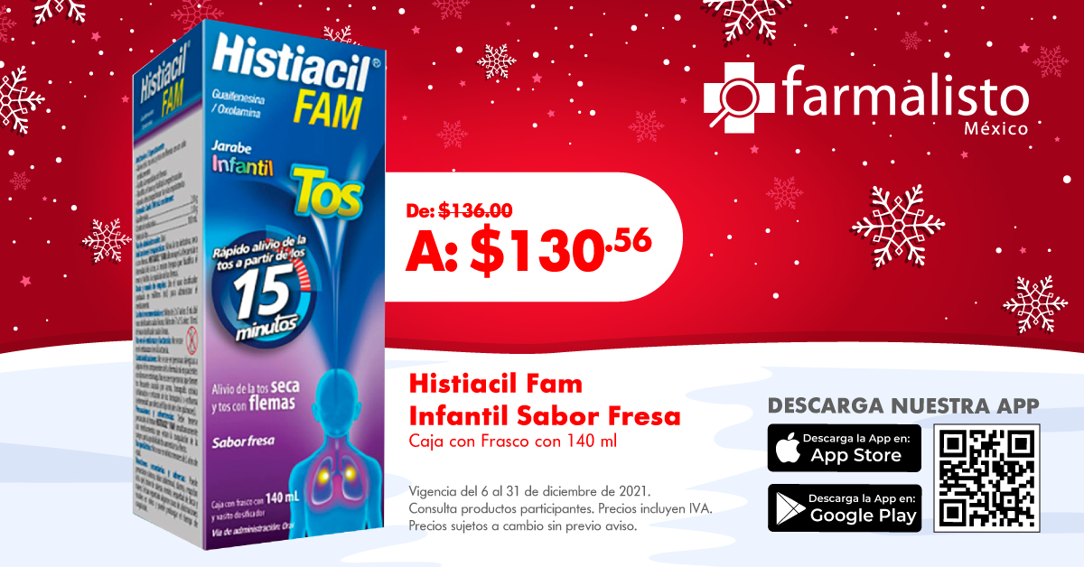 Histiacil FAM jarabe infantil para la tos seca y con flemas, sabor