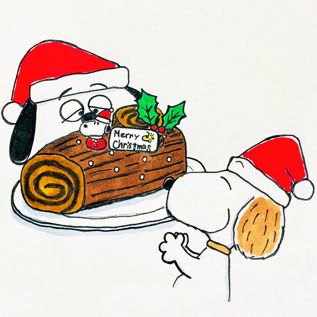 Wlfa Snoopy Day302 ブッシュドノエルを食べるオラフ 100日後も食べるオラフ アナログイラスト T Co Cgpfl6upmp Twitter