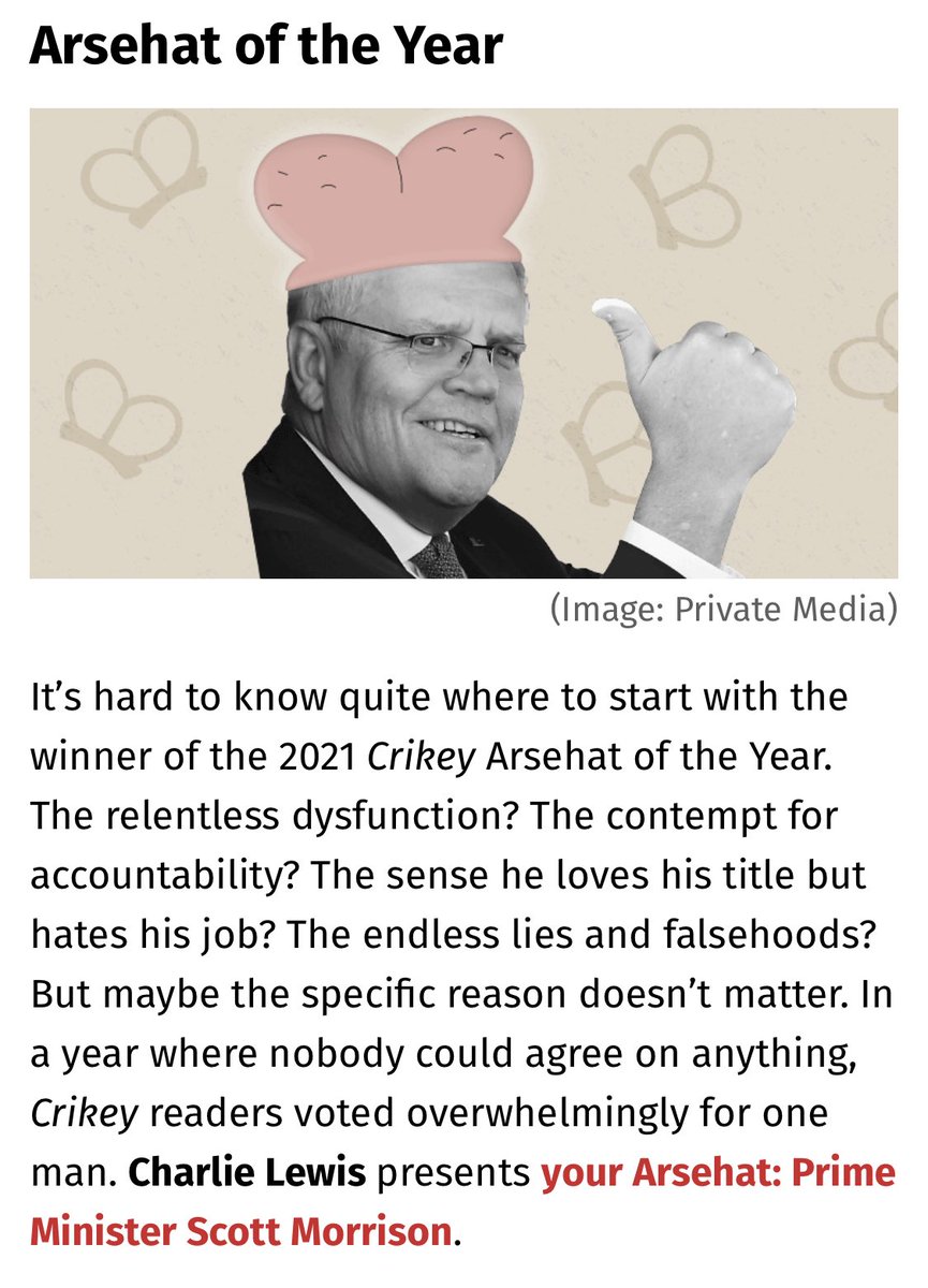cheryl_kernot's tweet photo. Got that one right!! “Overwhelmingly.” #ArsehatoftheYear https://t.co/VXK3KltcCK