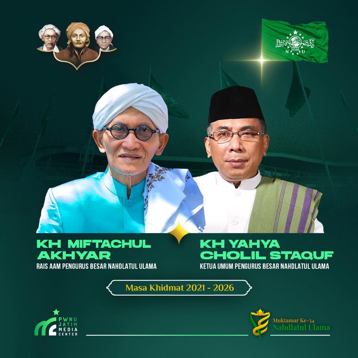 Ozzien22's tweet photo. Kemenangan yang sesungguhnya adalah Mukhtamar berjalan dengan lancar, Selamat KH Miftachul Akhyar sebagai Rais Aam Syuriah &amp; KH Yahya Cholil Staquf sebagai Ketua Umum Tanfidziyah PBNU Masa Khidmah 2021-2026.
 #MuktamarNU https://t.co/2VMXh3G0vH https://t.co/M9b9iJXm41 https://t.co/y7jWPEthgm