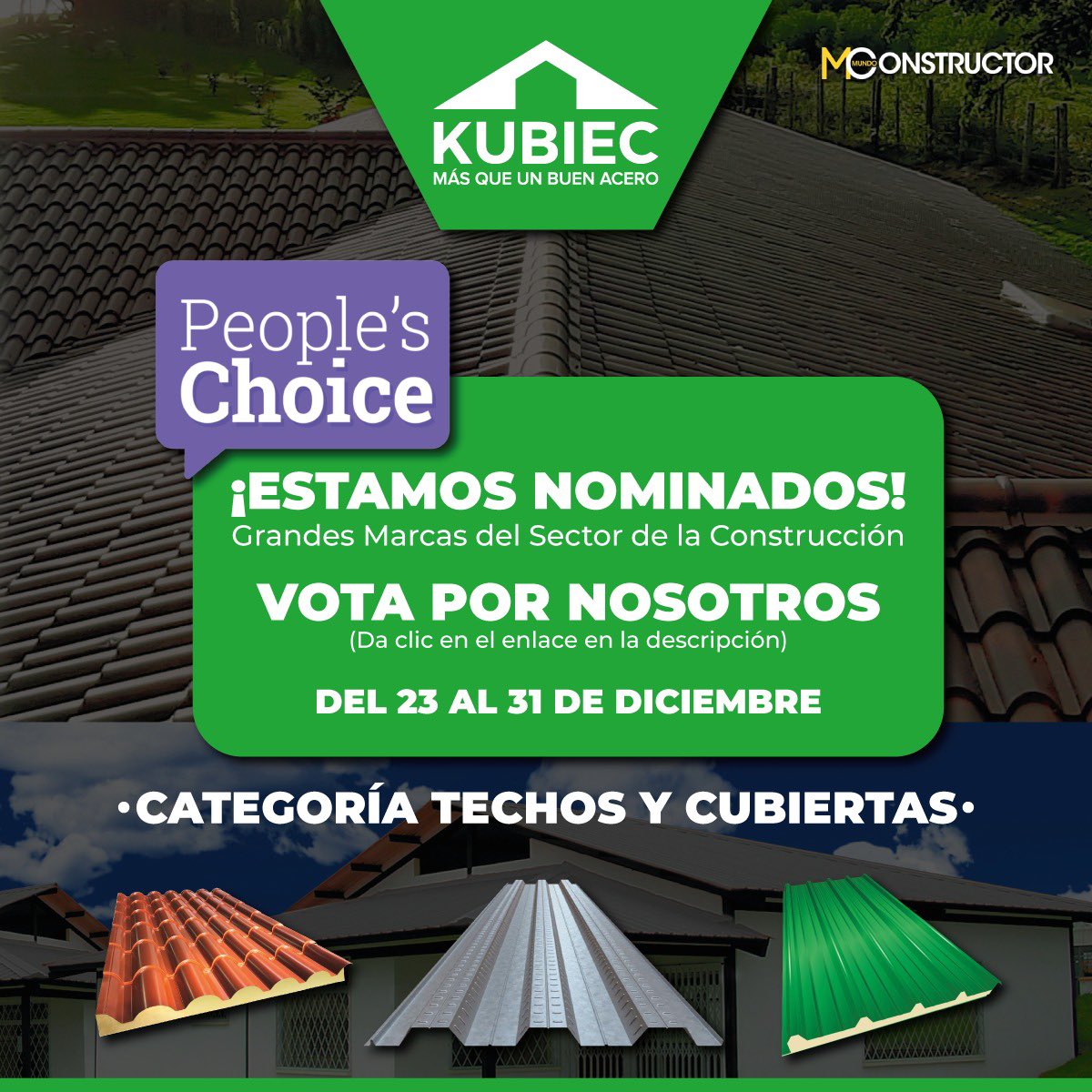 Estamos nominados en el People’s Choice 2021 de las mejores marcas del sector de la construcción en la categoría Techos y Cubiertas 🤩

Vota por nosotros en el siguiente link 👇🏻: 

ekos460693.typeform.com/to/NFBiIC7z