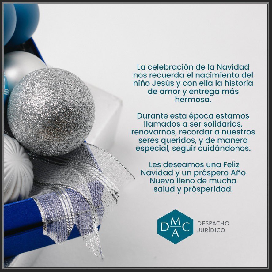 AbogadosDmac's tweet photo. ¡Deseamos a todos una muy feliz navidad y próspero año 2022! #DMAC https://t.co/Po6QDUyTCG