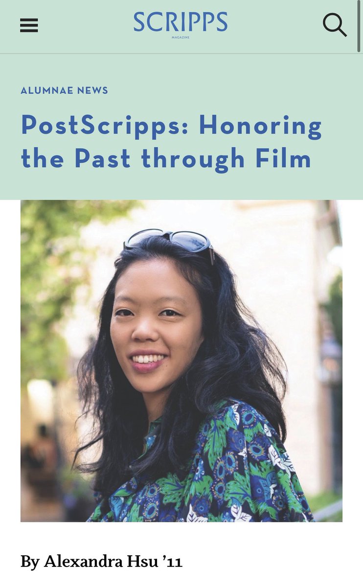 allehsu's tweet photo. Truly honored to be featured in the current issue of @scrippscollege magazine issue #thinkcritically #postscripps #scrippscollege #honoringthepast #womeninfilm #apistories #RepresentationMatters #asian #scrippsalumnae https://t.co/l1OCK7NTcJ