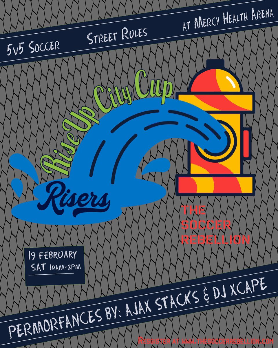 IT'S GOING DOWN in <a href="/DTMuskegon/">Downtown Muskegon</a>!
A high energy street soccer tournament with live performances by @ajaxstacks with @djxcape scratching on the tables. February 19th at Mercy Health Arena in Muskegon. 18+ to enter. 5v5 (with goalie) x Street Rules. Register @ thesoccerrebellion.com