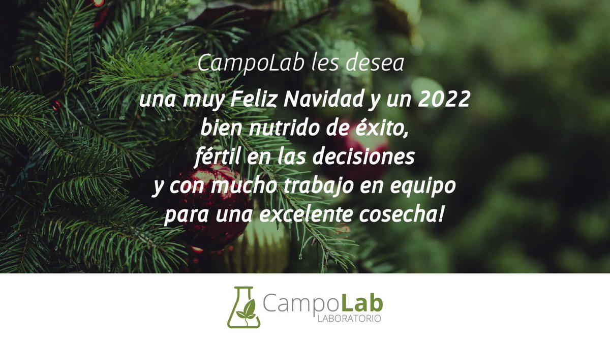 Desde el equipo de Campolab queremos desearles una feliz Navidad y un 2022 bien fértil! 

🎄🍀🌱

#Campolab #navidadenuruguay #felicesfiestas #2022fertil