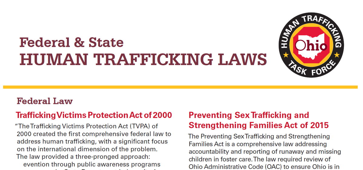 OhioAntiHTrfk's tweet image. The Governor's Ohio Human Trafficking Task Force released an updated Overview of Federal and State Human Trafficking Laws. bit.ly/3BGH2V3