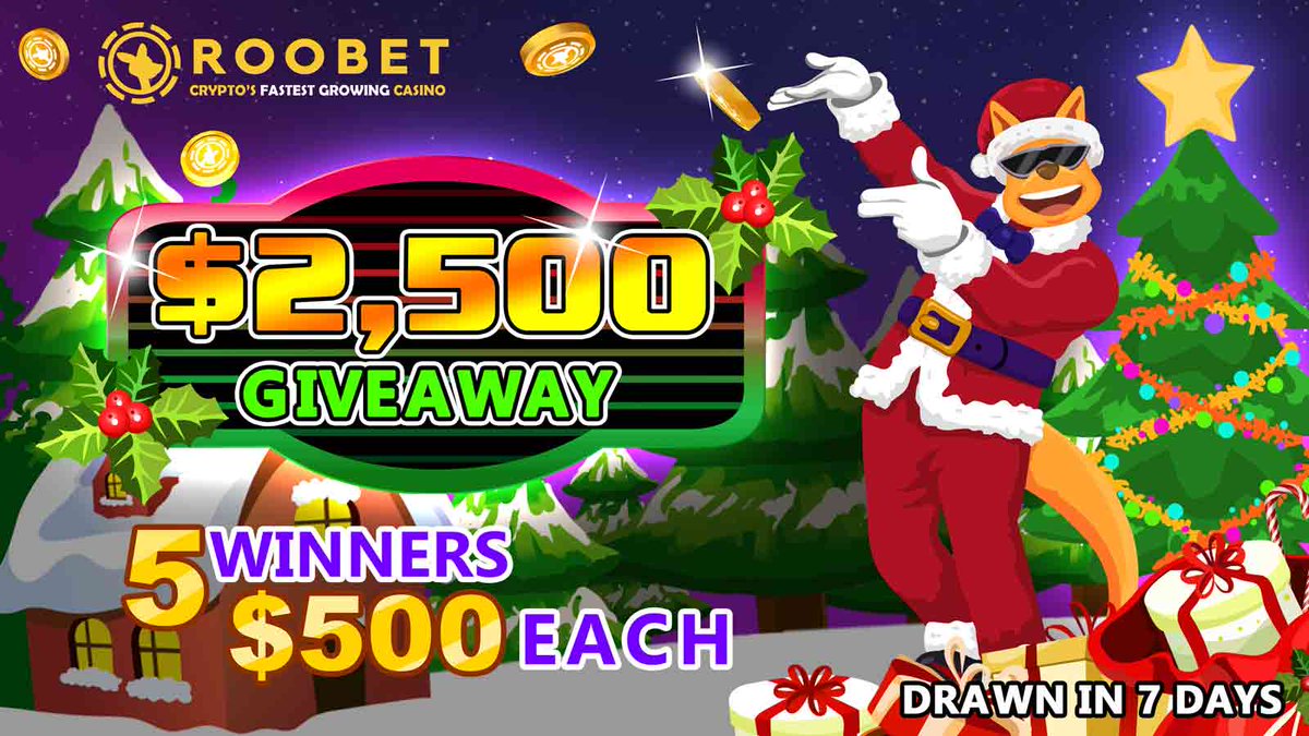 $2,500 Giveaway! 

5 Winners - $500 EACH!

-Follow
-Like and RT❤️
-Tag 2 friends
-Comment your Roobet Username🦘

Winners announced in 7 days ⏳

Crypto's Fastest Growing Casino: roobet.com