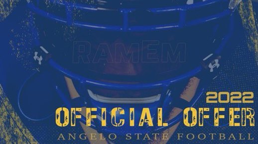 Blessed to say I have receive my 2nd offer from Angelo State University <a href="/CoachAdamClark/">Adam Clark</a>