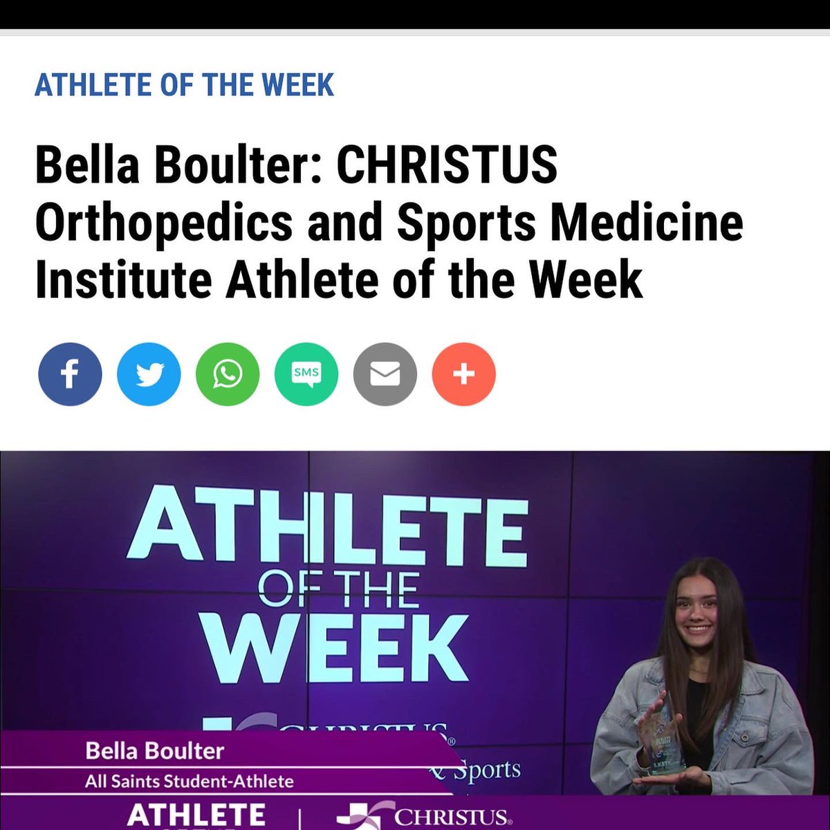 Congratulations to Bella Boulter for receiving KETK Athlete of the week! Bella, we are so proud of all of your accomplishments and everything you have done for the volleyball team! Go Trojans! #allsainstyler #volleyball