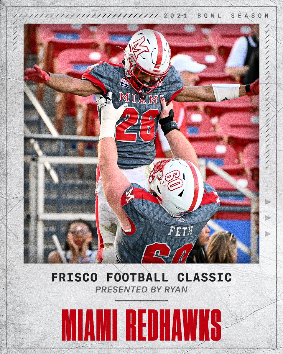 ESPNCFB's tweet photo. .@MiamiOHFootball wins the inaugural Frisco Football Classic! 

The Redhawks end their year with a winning record for the third consecutive season 👏 https://t.co/1DjrGtlEAL