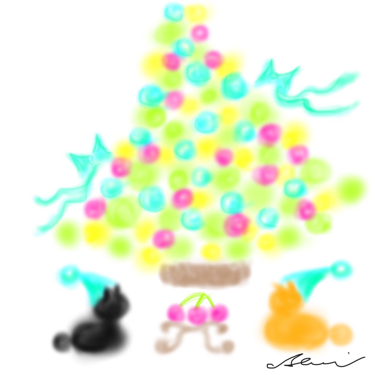 Pou めりくりっ クリスマス クリスマスイラスト クリスマスツリー ねこ ゆるかわイラスト ゆるいイラスト ゆるかわ シンプル パステル イラストレーターさんと繋がりたい T Co Brx51ihftm Twitter