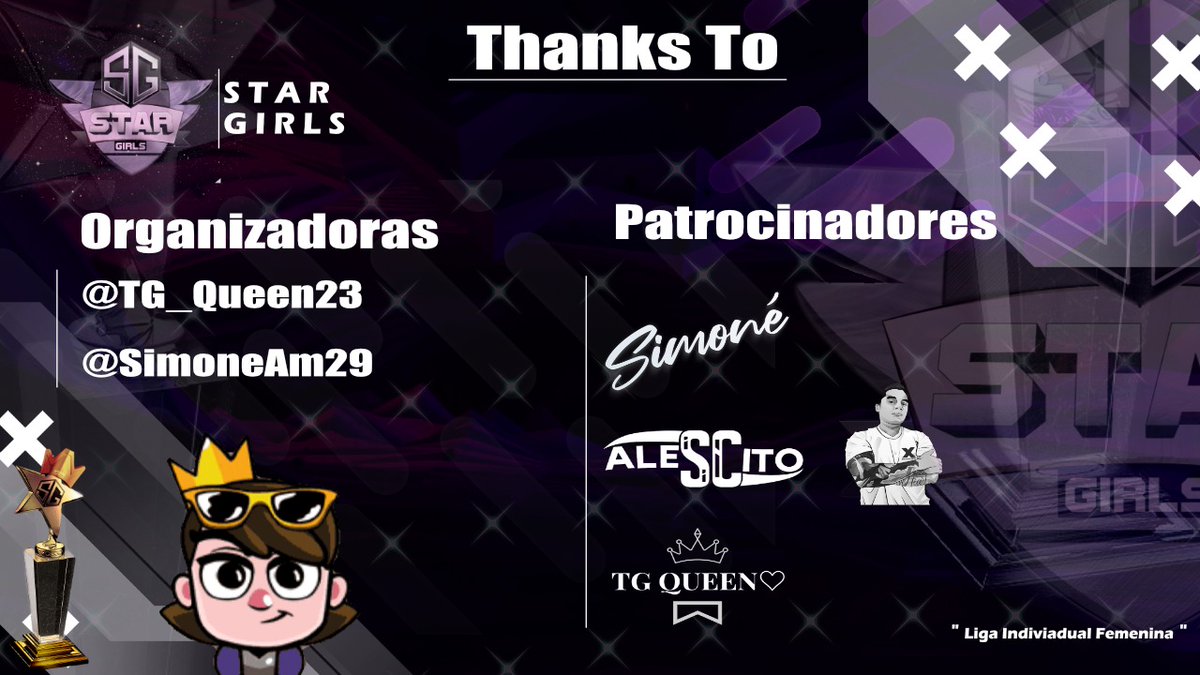 StarGirls94's tweet photo. Organización Principal | #ClashRoyale

Organizadoras:
👑 @TG_Queen23
👑 @SimoneAm29 

Sponsors:
👔 @EternScurity
👔 @xTaciturno_

Diseñador:
🖌️ @ThisIsRubs

Sin olvidarnos de todos los que nos apoyaron hasta el final, les damos las gracias!!!
Sin ustedes no se habría hecho https://t.co/9cA0joyOBc