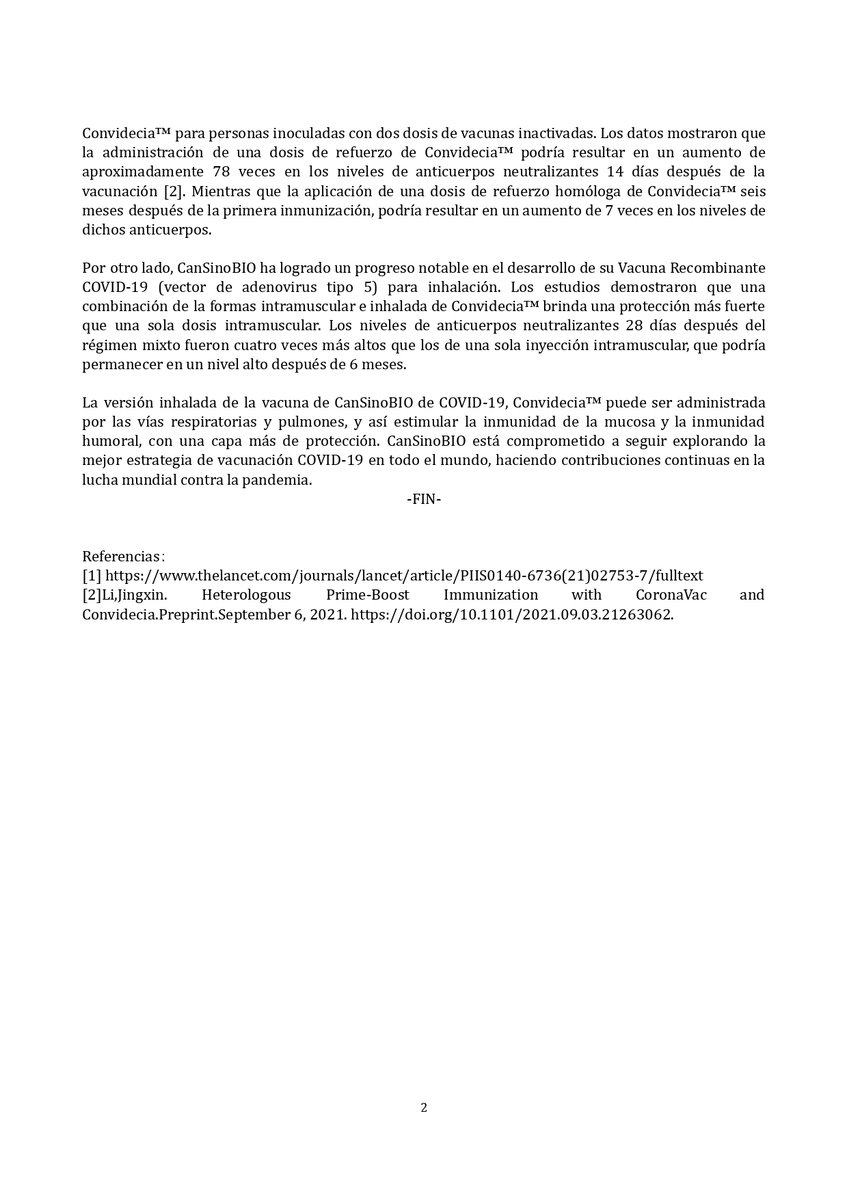 Nos satisface informales que que los resultados de nuestro ensayo de Fase III han sido completamente divulgados y publicados en The Lancet, una de las revistas médicas más prestigiosas del mundo. #CansinoFase3 #CansinoSíFunciona