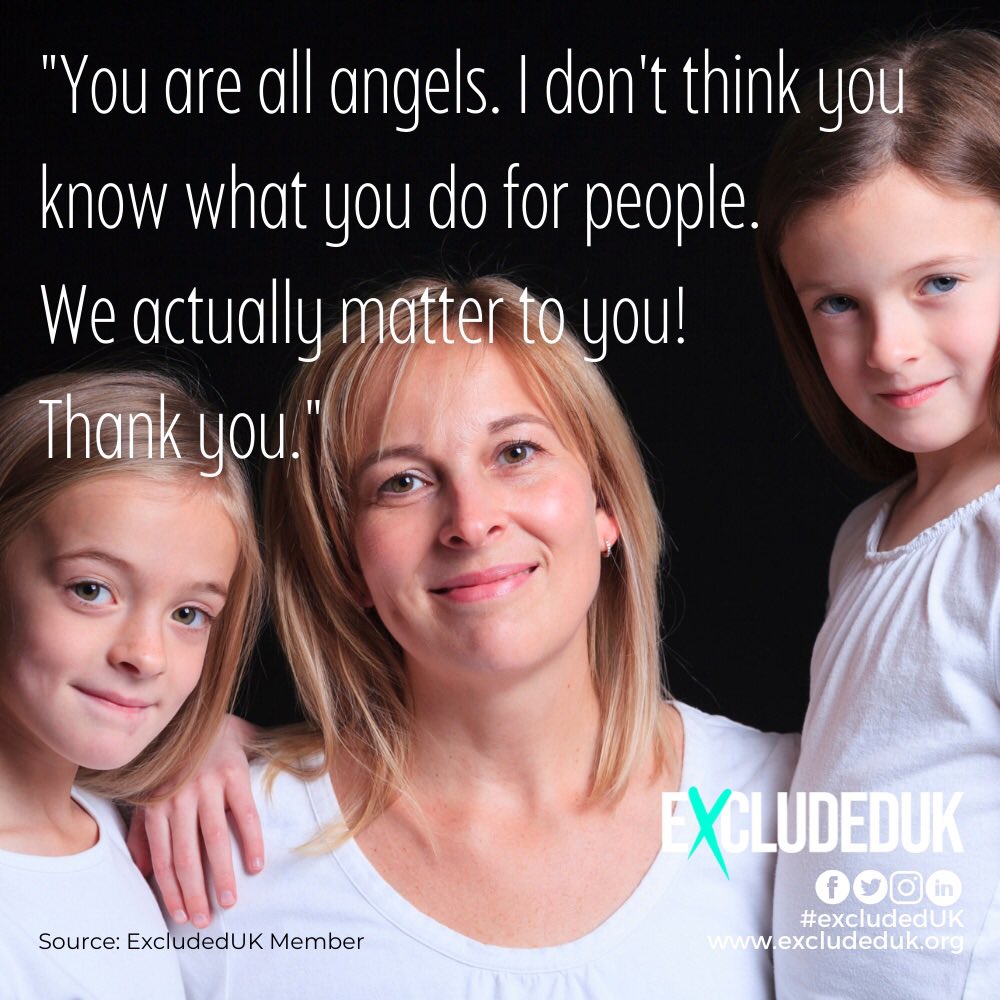 A real quote from an #ExcludedUK member
PLEASE HELP! 
#ExcludedUK are sending food vouchers to our most vulnerable members for Christmas.
Please help us to help them by donating to our Boost! Grant Scheme here: 

justgiving.com/crowdfunding/e…

<a href="/thatginamiller/">Gina Miller</a>
<a href="/MartinSLewis/">Martin Lewis</a>
<a href="/TracyBrabin/">Tracy Brabin WY 🌹</a>