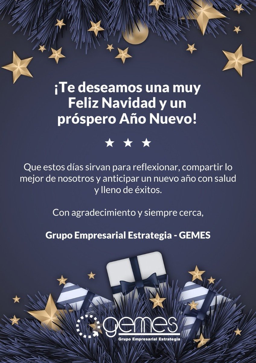 Felices fiestas te desea todo el equipo de Grupo Empresarial Estrategia.

2022, allá vamos !!!!

#Gemes
#FelicesFiestas2021
#Turismo