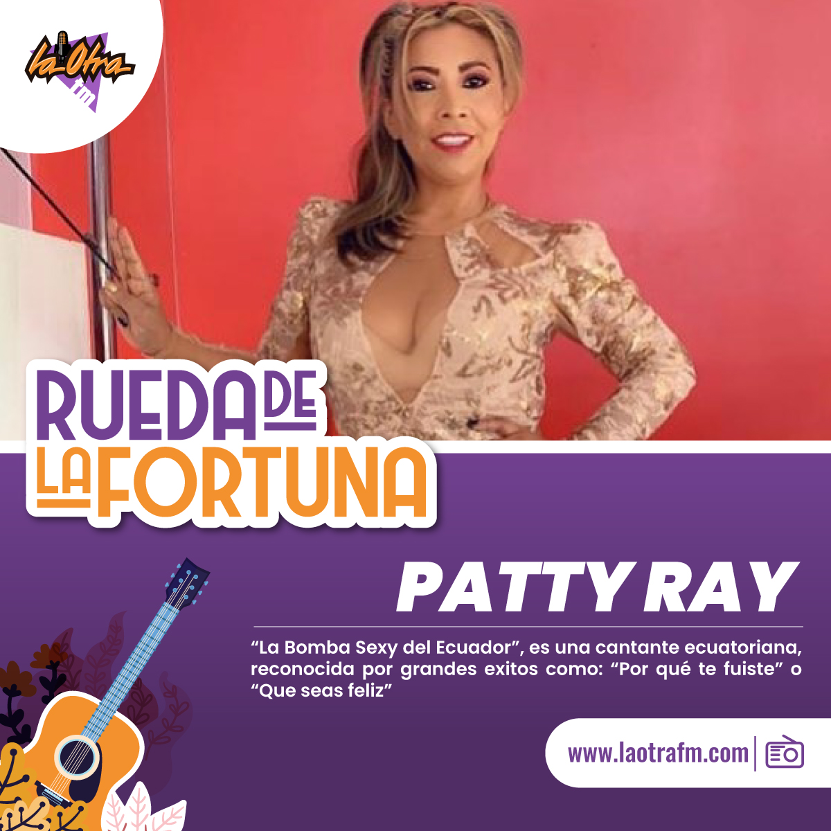LaOtraRadioFm's tweet photo. 👉 #𝑳𝒂𝑶𝒕𝒓𝒂𝑭𝒎💋 y su #RuedaDeLaFortuna ☘️.
Nos trae una canción emblemática de #PattyRay
Adivínala en nuestro Facebook 👇 https://t.co/sRkqQLvJ5n