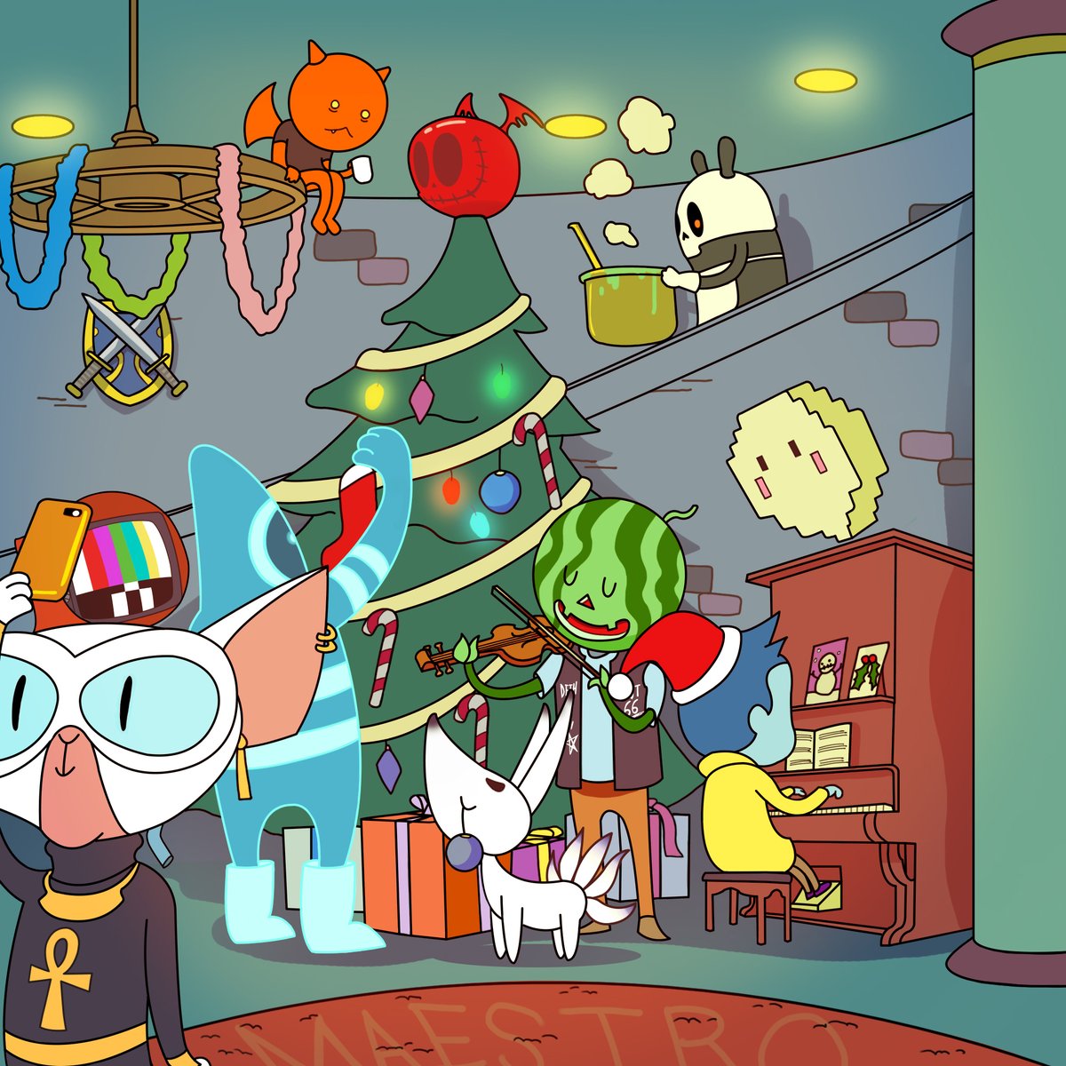 GLEEZ's tweet photo. Merry Christmas🎄
⠀
#Christmas
#GHOST9 #고스트나인 #MAROO
#GLEEZ #글리즈 #캐릭터 #애니메이션
#cartoon #animation #character https://t.co/EbaNmFDxSN