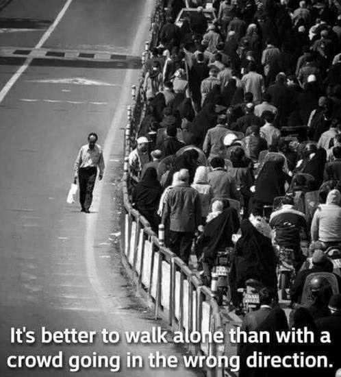 A_Schilperoord's tweet photo. It's better to walk alone,
than with a crowd going in the wrong direction.
#coronawaanzin #qrankzinnig #coronaregels #lockdownregels #coronamaatregelen #nietmijnregering https://t.co/Fiv0MwI4jQ