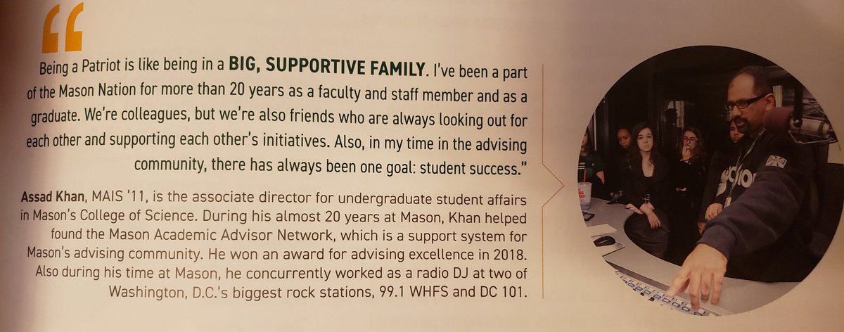 AssadTheAdvisor's tweet photo. Feeling the love @MasonSpirit! Great issue all around but a huge thank you for including me in the "What Does It Mean To Be A Patriot?" feature. #masonalum https://t.co/tkYbmuVYJX