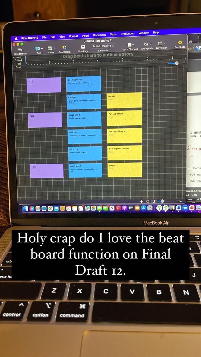 the_ceejay's tweet photo. Up until last night, I was still using actual index/note cards and taping them to my wall for my outlining process. I love this new #FinalDraft12 feature. I just wish I could use it on my iPad. @finaldraftinc https://t.co/LOaCtN04ou