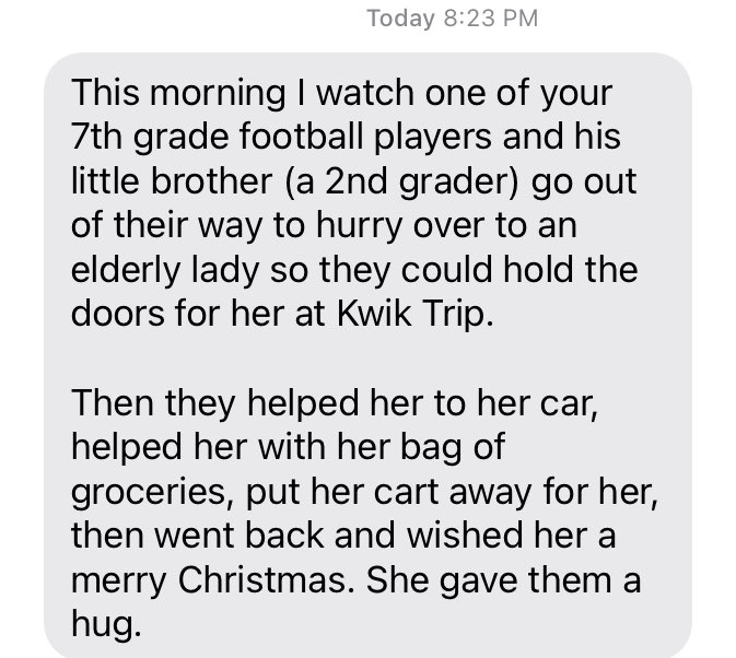 Got a message from a community member today about on of our football players and their family.  #raiseemright #poundthestone #serveothersfirst