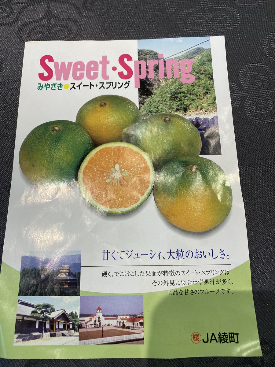 FoodAndPlace1's tweet image. またまた頂きました！次は柑橘類🍊
Sweet Spring、ご存じですか？
ハッサクと温州みかんを掛け合わしたものだそうです。
非常にサッパリとした美味しさで、初めて食べる味でした。
ごちそうさまでした🤲
#Sweetspring