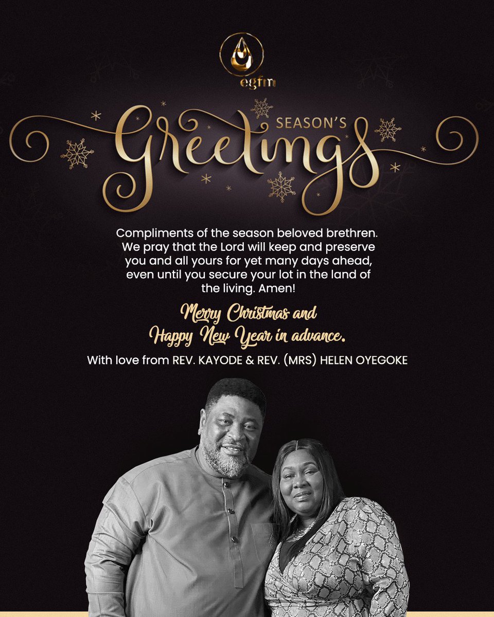 EGFMfountain's tweet photo. Season's Greetings!

It has been an amazing year of journeying upwards and of making awesome strides in the spirit; here a little and there a little, and the feet of many have accessed higher grounds in time and eternity. https://t.co/5rTsP9movZ