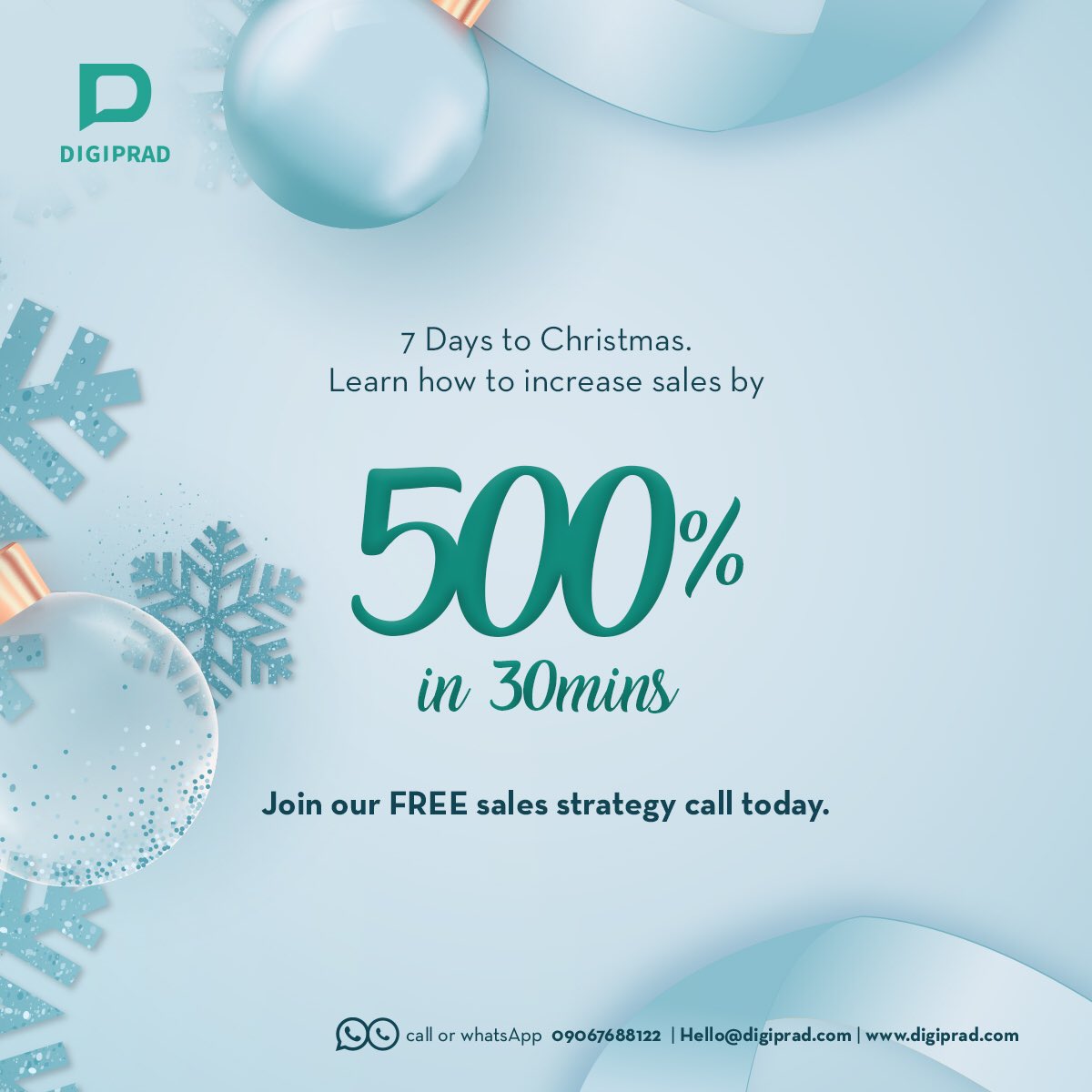digiprad's tweet photo. In 30mins, you can learn what to do and how to attract more customers.

Send us a DM to save a spot.

#DecemberSales #DigitalAgency #SmallBusinessAgency #SocialMediaAgency #DigitalMarketing https://t.co/BZERKuQeAZ
