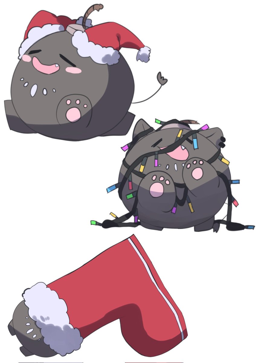 confetti santa hat hat no humans pokemon (creature) open mouth white background  illustration images