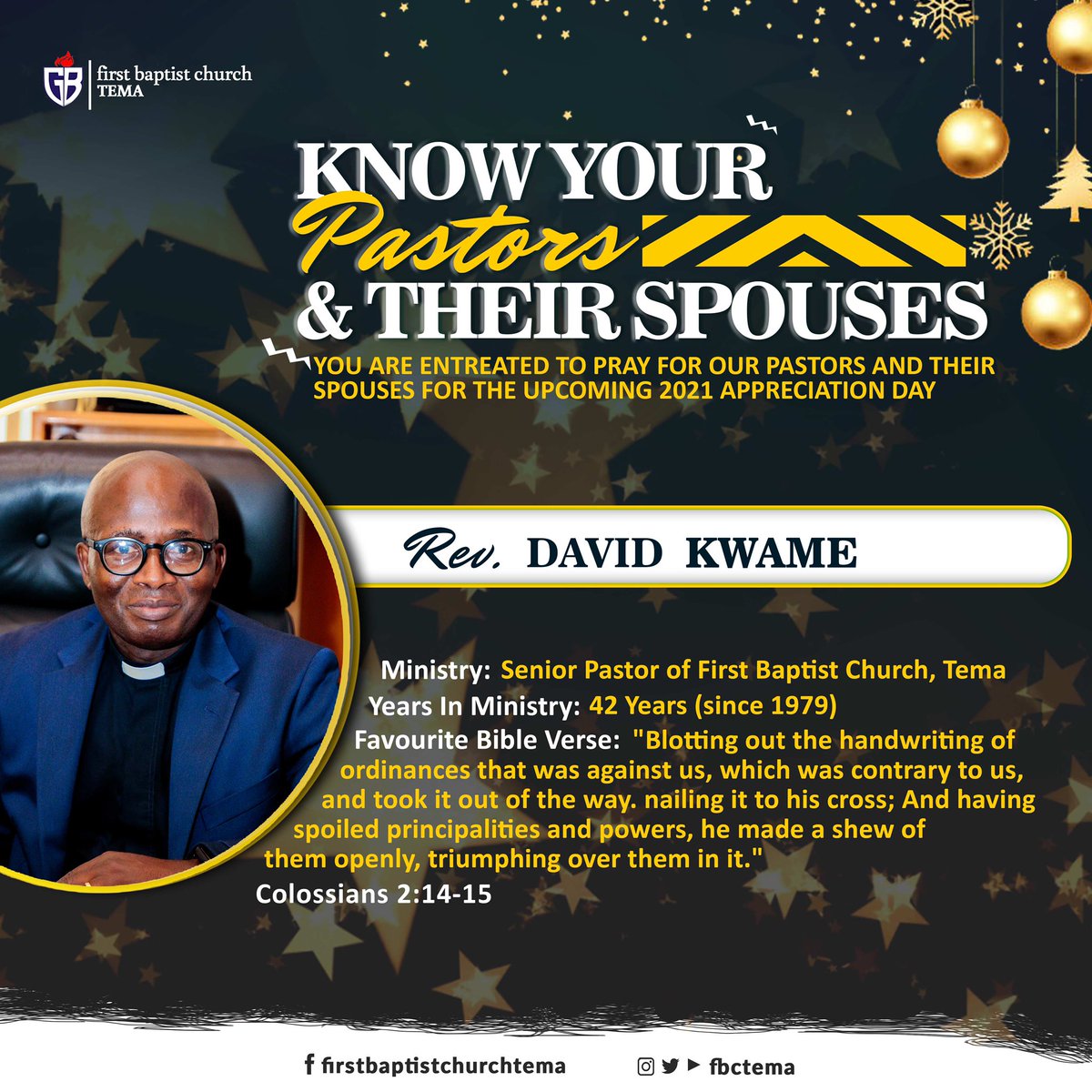 fbctema's tweet photo. Know your Pastors and their Spouses! ‘The First Family’ Rev and Mrs. Kwame 🥰🥰 https://t.co/qIMUDczBcJ