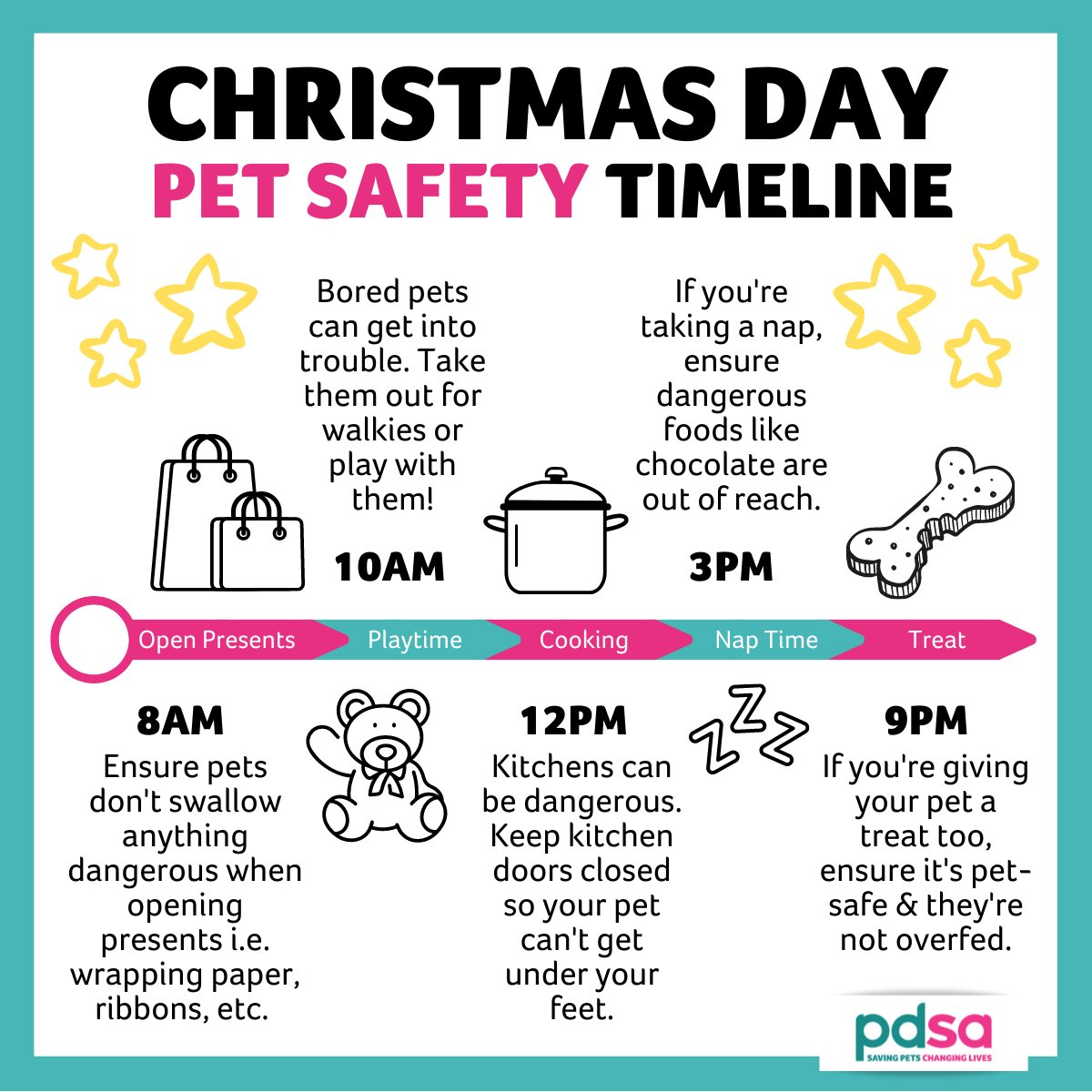 Happy #ChristmasEve! ✨❤️ In preparation for the big day tomorrow, it's always a good idea to make an ‘on the day’ plan, helping make your day as safe and stress-free as possible for the whole family. Take a look at our #Christmas Survival Guide: pdsa.me/ZeFg