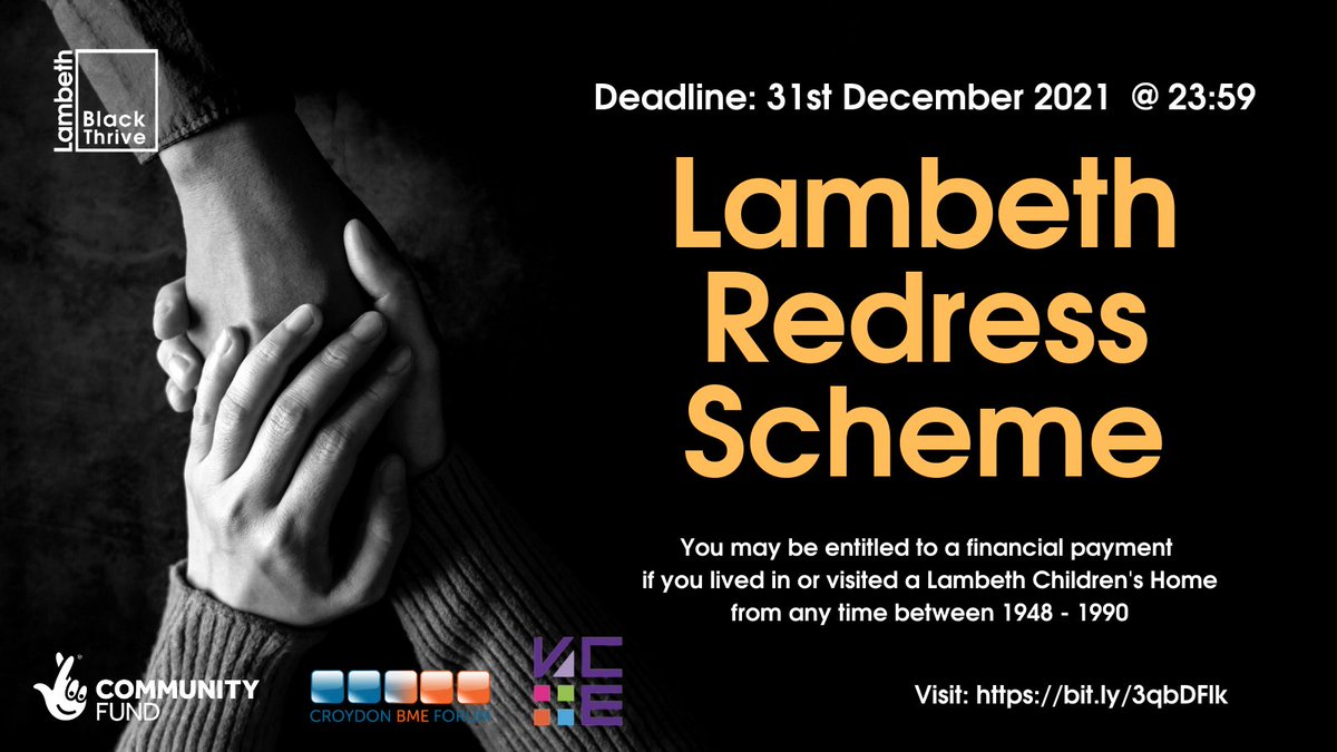 The #LambethRedressScheme is coming to a close.
We are asking you to #retweet and share this message across your media platforms
There are victims who have not yet received compensation who need to know time is running out. 

Thank you for your help
From
 #BlackThrive