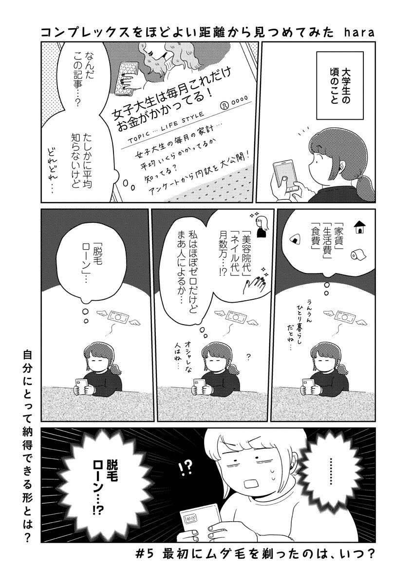 【📕更新💭】
 #コンプレックスをほどよい距離から見つめてみた 
第5回「最初にムダ毛を剃ったのは、いつ?」が公開されました📖

脱毛にかかるお金にビックリした大学生の頃。
とはいえムダ毛は小さい頃から…あれ?いつから剃ってたんだろう?

続きはこちらから!
▶️ https://t.co/QJaE2bWaoU 