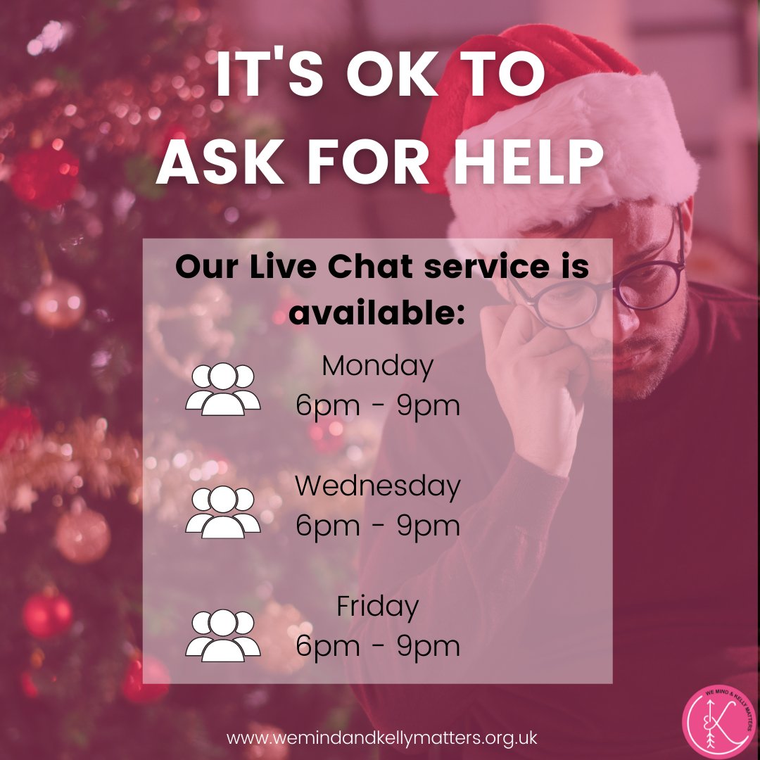 kellysheroes_'s tweet photo. Live Chat available tonight! 💬

Go to 👉 https://t.co/qYUDElMVlx if you need support or just want someone to talk to!

Although Christmas can be a time filled with love and laughter, we know that it can also be a very lonely time. 

We're here to help! 

#ItsOkNotToBeOk https://t.co/yXOMIdDtze